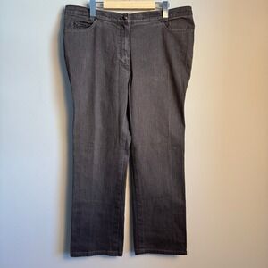 Olsen Europe Womens Mona Straight Leg Jeans Charcoal Grey Embellished Pockets 16